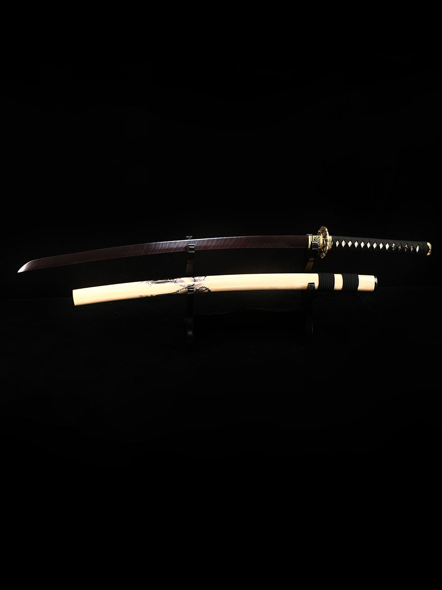 Aut Japanese knife made of Damascus steel with twisted patterns, hand forged and sharpened(79)