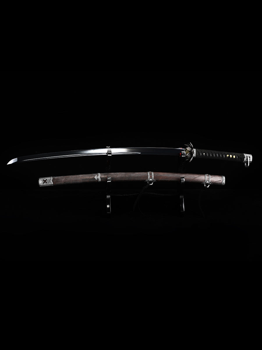 (44)Handmade authentic Japanese samurai sword manganese steel baked black knife men's boutique gift series
