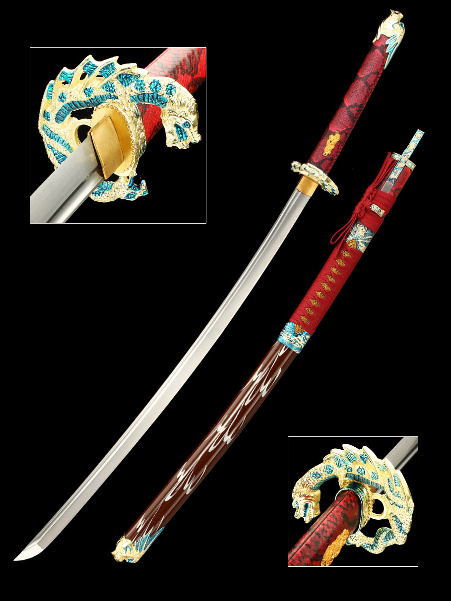 Japanese samurai sword 1095 steel made dragon sword Tan high-end gift