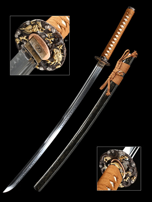 Japanese sword high-end samurai sword all copper dragon sword Tan exquisite scabbard battle preparation