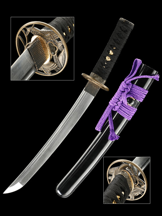 Japanese samurai short sword handmade Damascus steel collection decoration