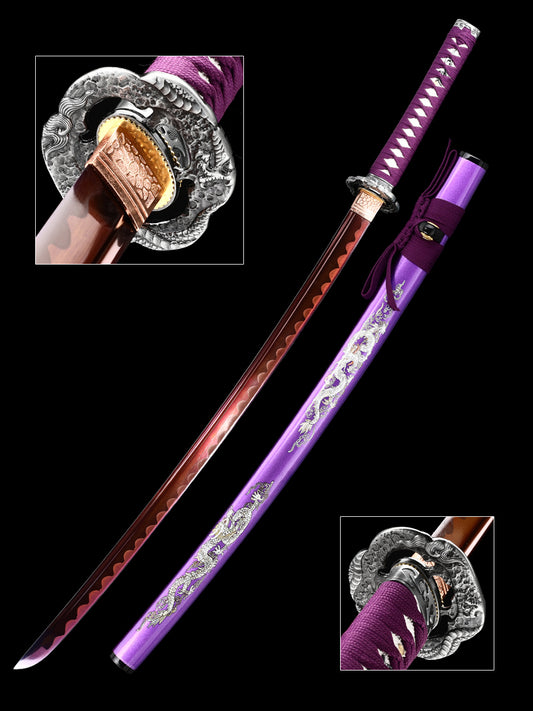 Clay tempered carbon steel Hademade Hot tempered all hand hand forged Japanese Samurai sword genuine, sword real weapons, full Tang, functional, practical sharp(4)