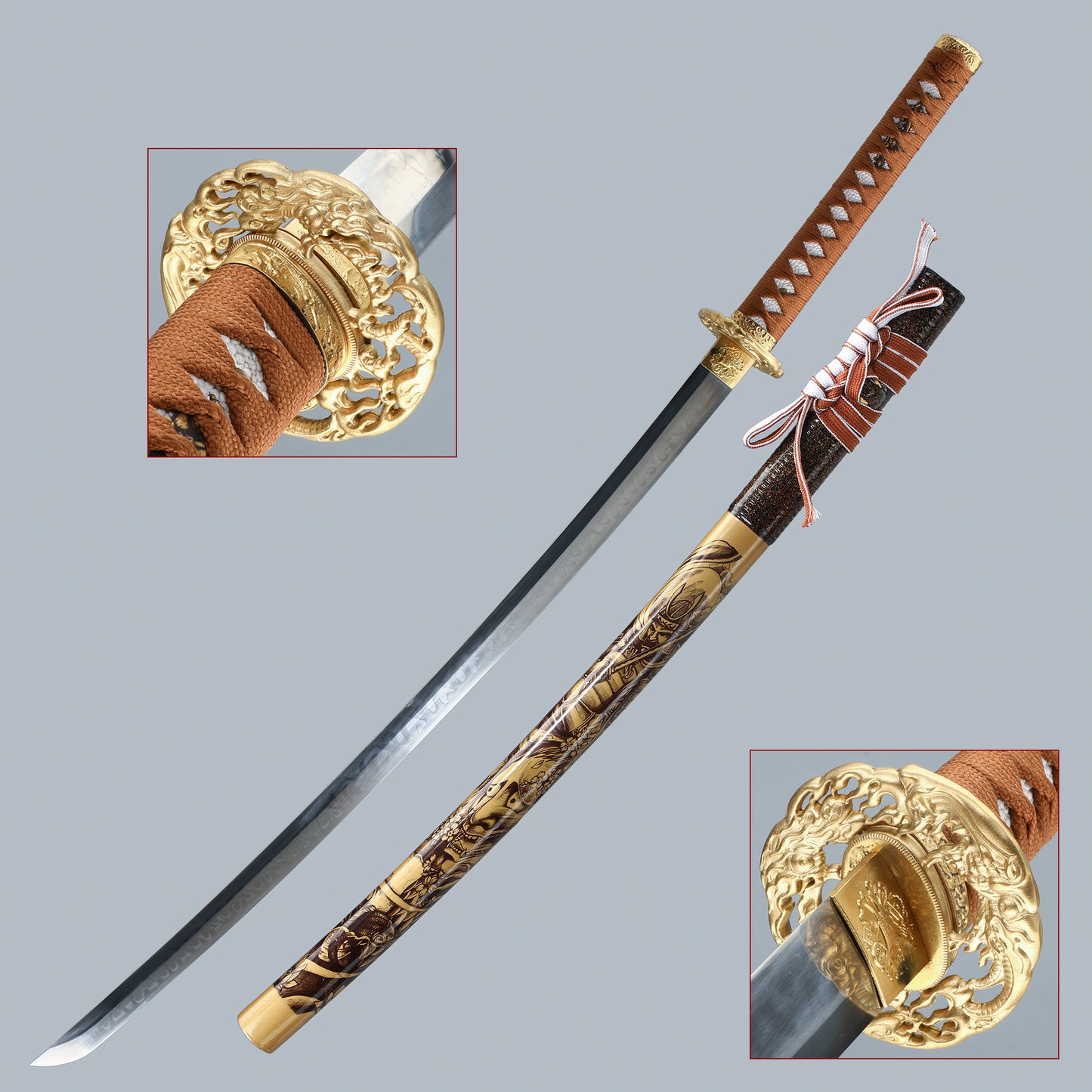 HERO SWORD Handmade Sharp Katana Hand Forged T10 SteelClay Tempered Katana Sword Authentic Japanese Samurai Sword Full Tang Blade Real Weapon Combat Ready