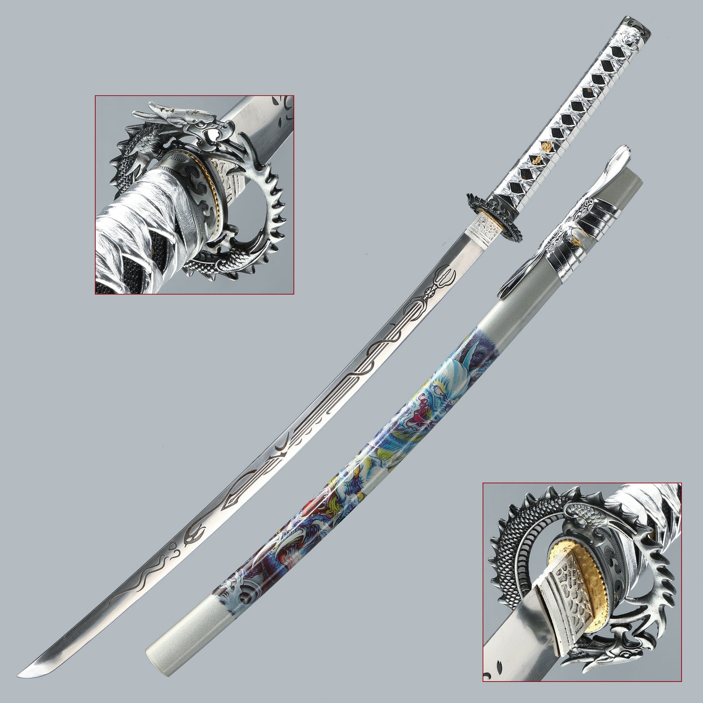 (1)Manganese steel hand forged authentic, Japanese samurai sword is a unique gift for men - all Tang high carbon steel makes a memorable martial arts collector, silver