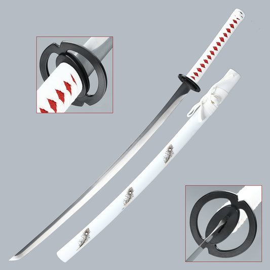 (21)White rope, white scabbard T10 steel kimetsu no yaiba katana