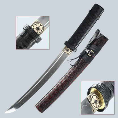 Japanese 20Inch  Tantou T10 Steel Katana Samurai Sword Sharp Full Tang  Hand carved scabbard Theme