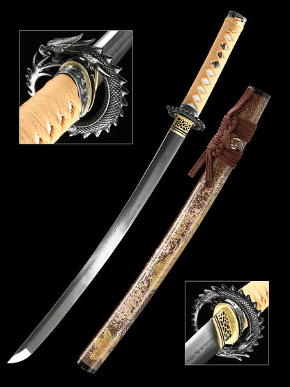 Yellow samurai sword, made of steel from Yama