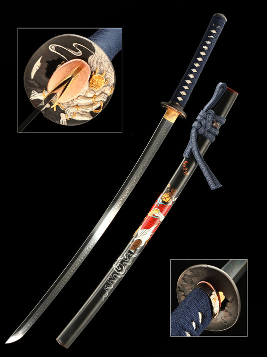 T10 Steel burning blade hot tempered all hand hand forged Japanese Samurai sword genuine, sword real weapons, full Tang, functional, practical sharp