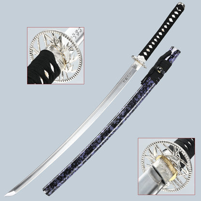 (31)Collection Authentic Japanese samurai sword, Handmade  all Tang 1095 Blue sheath, men's exquisite gift series