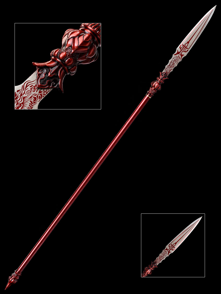 Eighteen weapons decoration collection, lotus spear red