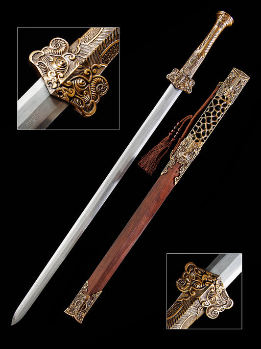 Sword Made in China Damascus Steel Forged Chicken Wings Wooden Sheath