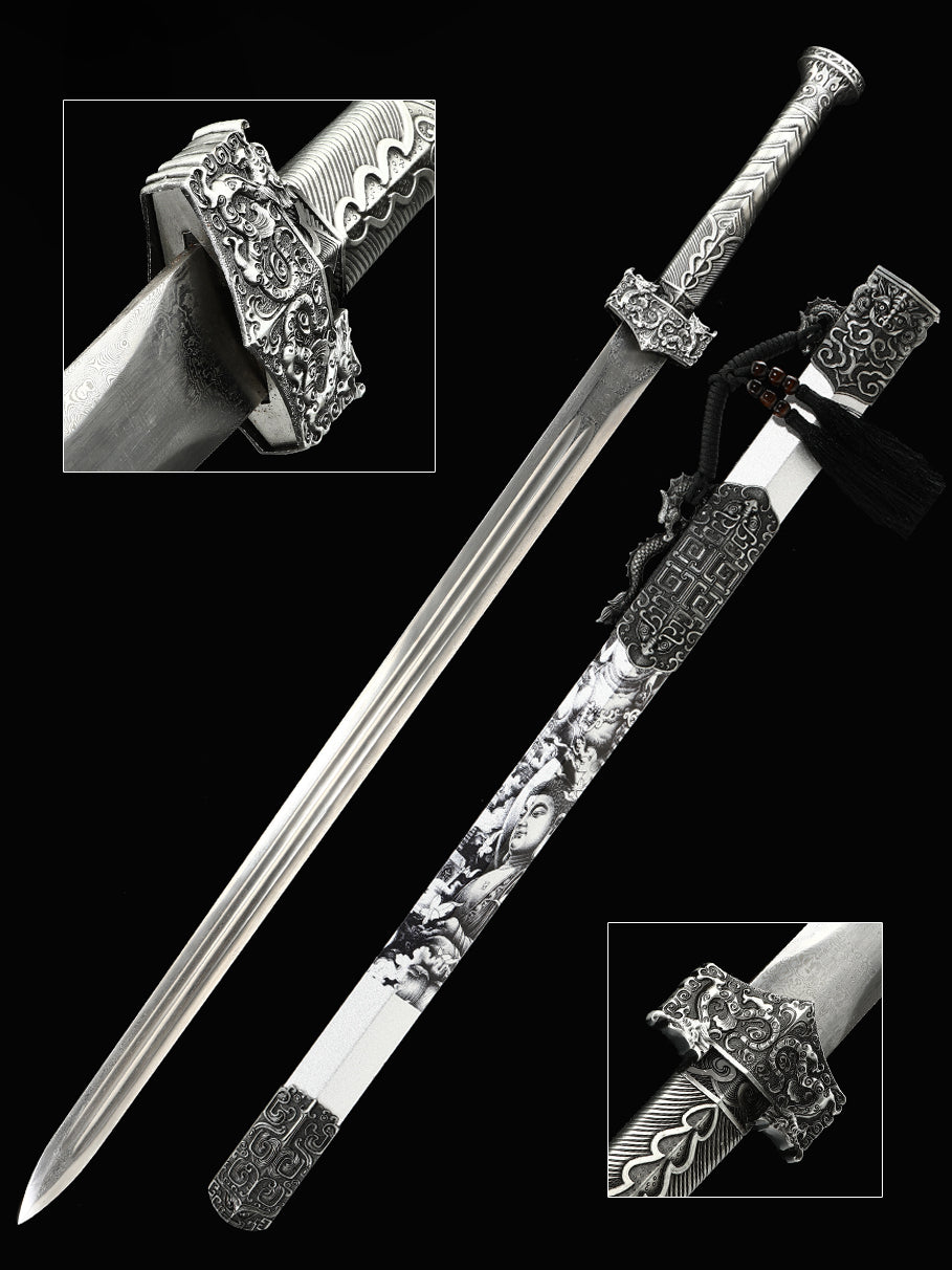 Chinese Sword Film and Television Sword Costume Collection Sword 1090 Steel Sheath Hand drawn Pattern（94）