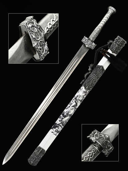 Chinese Sword Film and Television Sword Costume Collection Sword 1090 Steel Sheath Hand drawn Pattern（94）