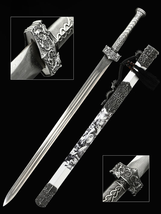 Chinese Sword Film and Television Sword Costume Collection Sword 1090 Steel Sheath Hand drawn Pattern（94）