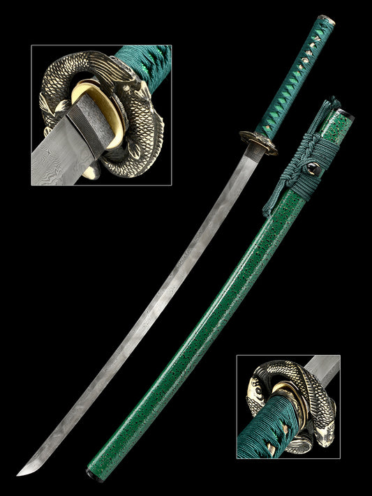 Japanese samurai sword hand forged Damascus steel