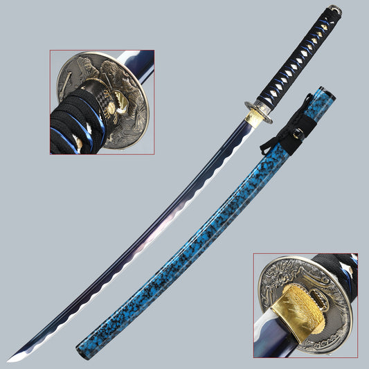 （71）forging Real 1060 High carbon steel sharp Full Tang katana | Practical authentic Japanese katana Blue scabbard