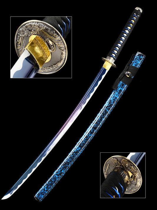 （71）forging Real 1060 High carbon steel sharp Full Tang katana | Practical authentic Japanese katana Blue scabbard