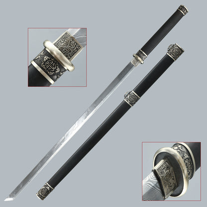 Damascus steel Full Tang Katana Sword BLACK