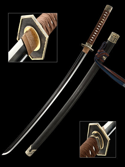 Handmade samurai sword with all copper fittings made of 1095 steel