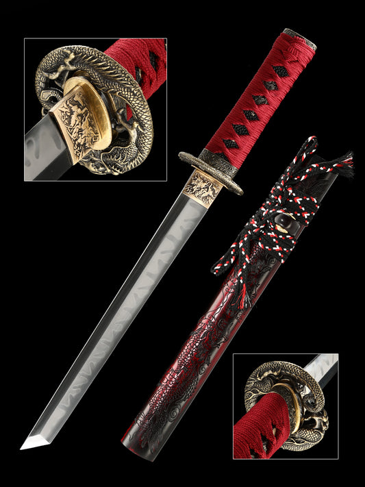 Handmade Short Katana Clay Tempered  Full Tang Samurai Sword Razor Sharp Sword