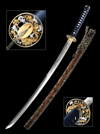Dragon Sword Tan Sheath Hand Carved Dragon Exquisite katana