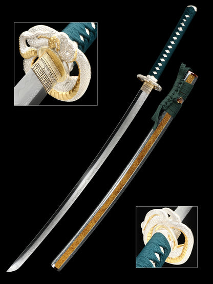 Japanese sword high-end samurai sword all copper snake sword Tan exquisite scabbard battle preparation