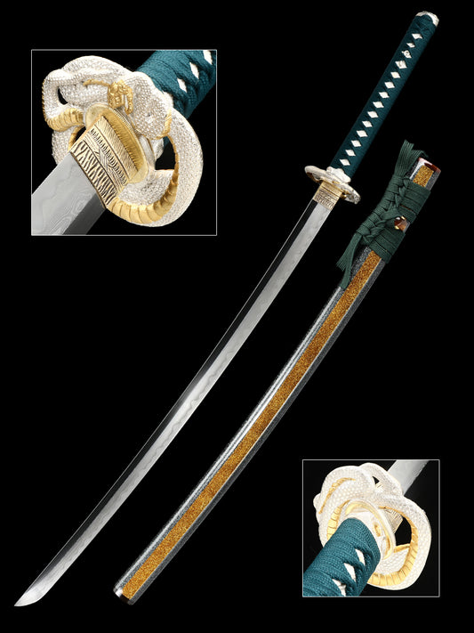 Japanese sword high-end samurai sword all copper snake sword Tan exquisite scabbard battle preparation