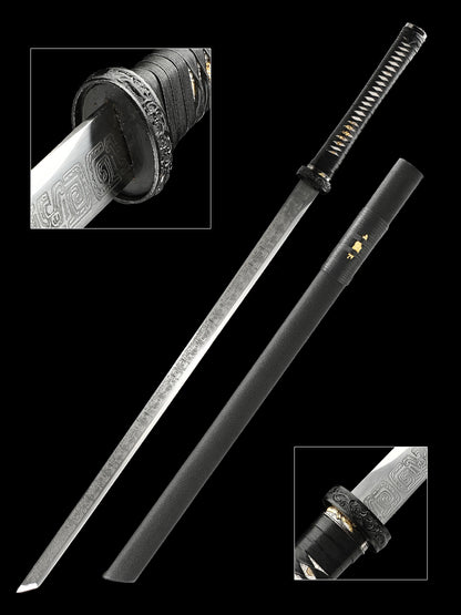 Japanese Ninja Straight Blade 1095 Steel Production Battle Preparation
