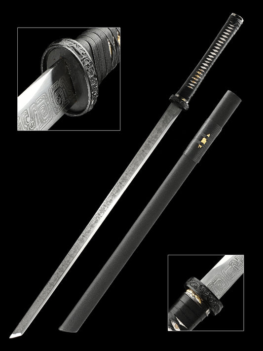 Japanese Ninja Straight Blade 1095 Steel Production Battle Preparation