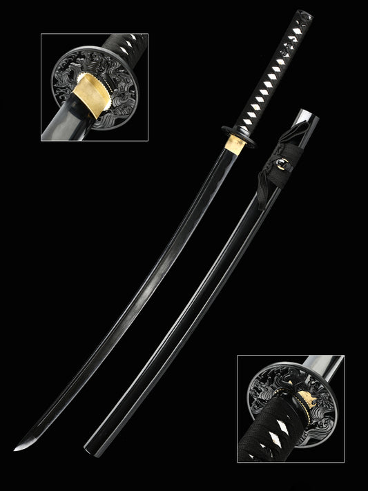 Japanese samurai sword handmade ninja knife 1060 steel blackened precious gift