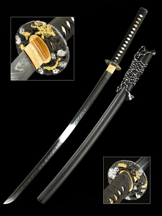Hand forged samurai sword, dragon sword, Tan T10 steel production