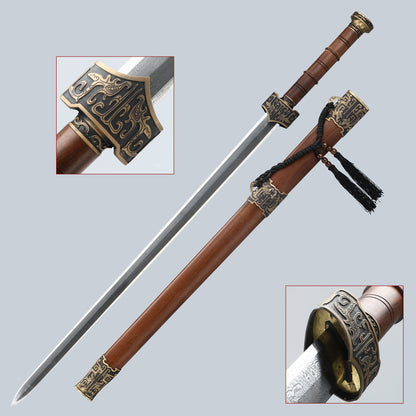 Chinese Han Dynasty Sword Damascus Steel Blade Eight sided Han Sword High end Collection