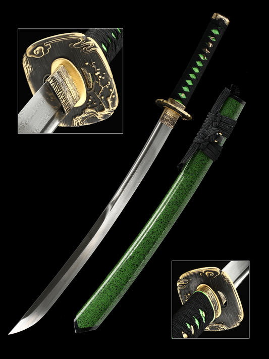 Advanced Japanese Samurai Handmade Katana Black Three Hand Forged Solid Wood Sheath Full Tang