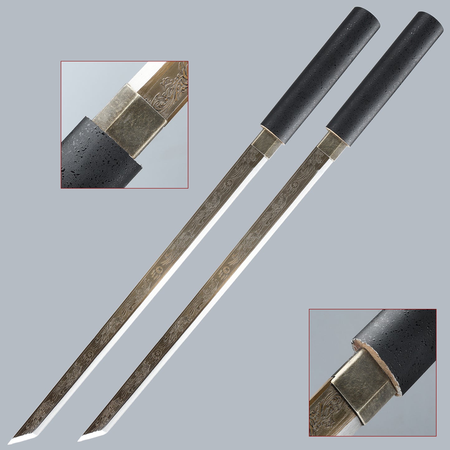 (168)Manganese steel hand forged authentic, Japanese samurai sword is a unique gift for men double-pole