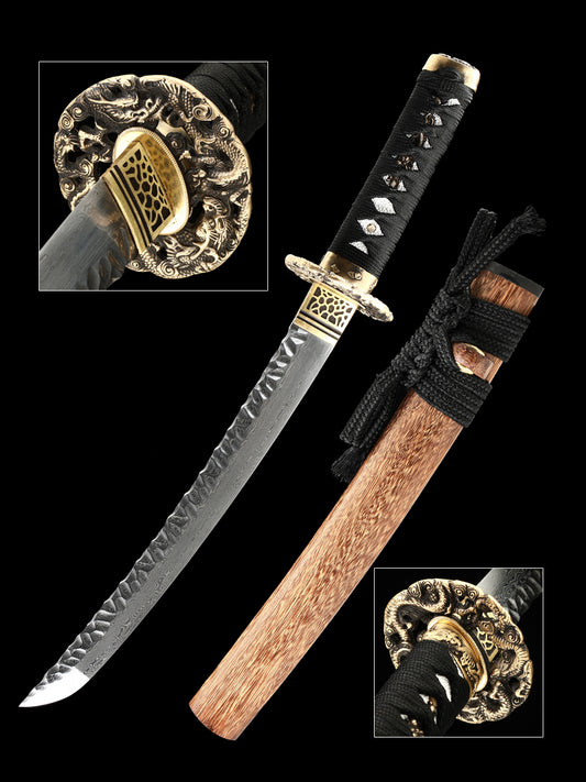 Handmade Damascus steel decorative knife, Japanese samurai sword