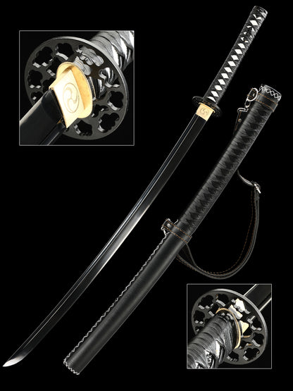 （z4）Handmade samurai sword strap in black