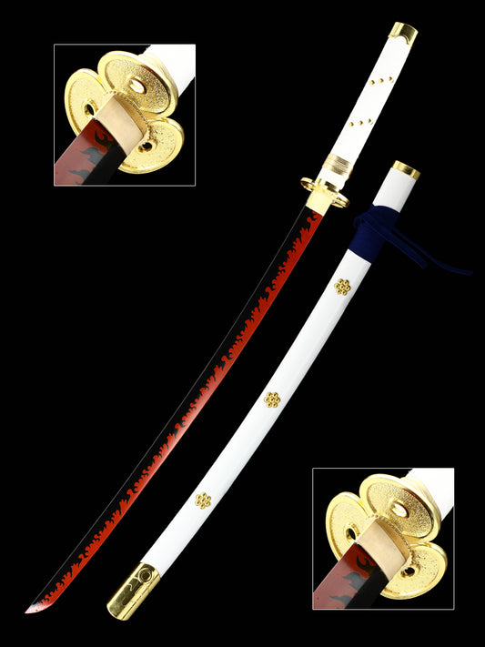 Role playing samurai sword real sword 1060 steel blade red white sheath