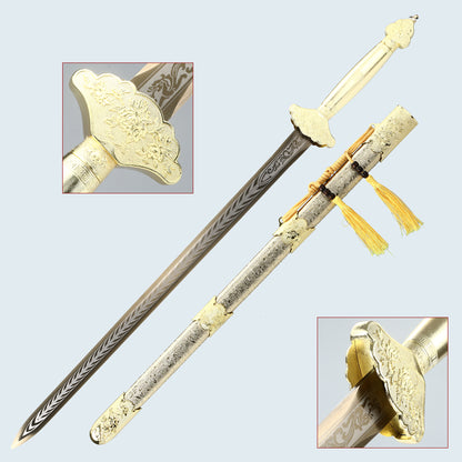 A 1095 steel sword from the Han Dynasty handmade in China, imitating a golden sword, used for collection and gift giving