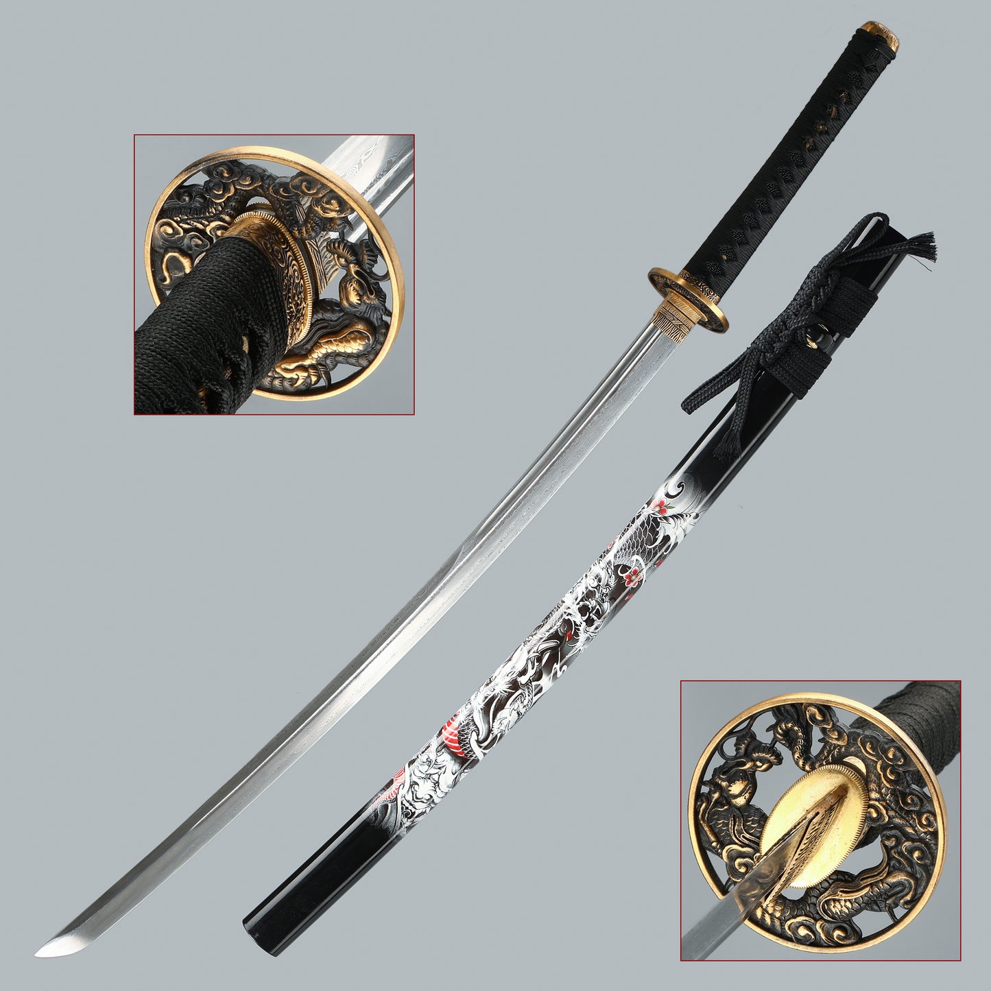 Handmade katana, Japanese katana, Hundred chain folding steel, full Tang