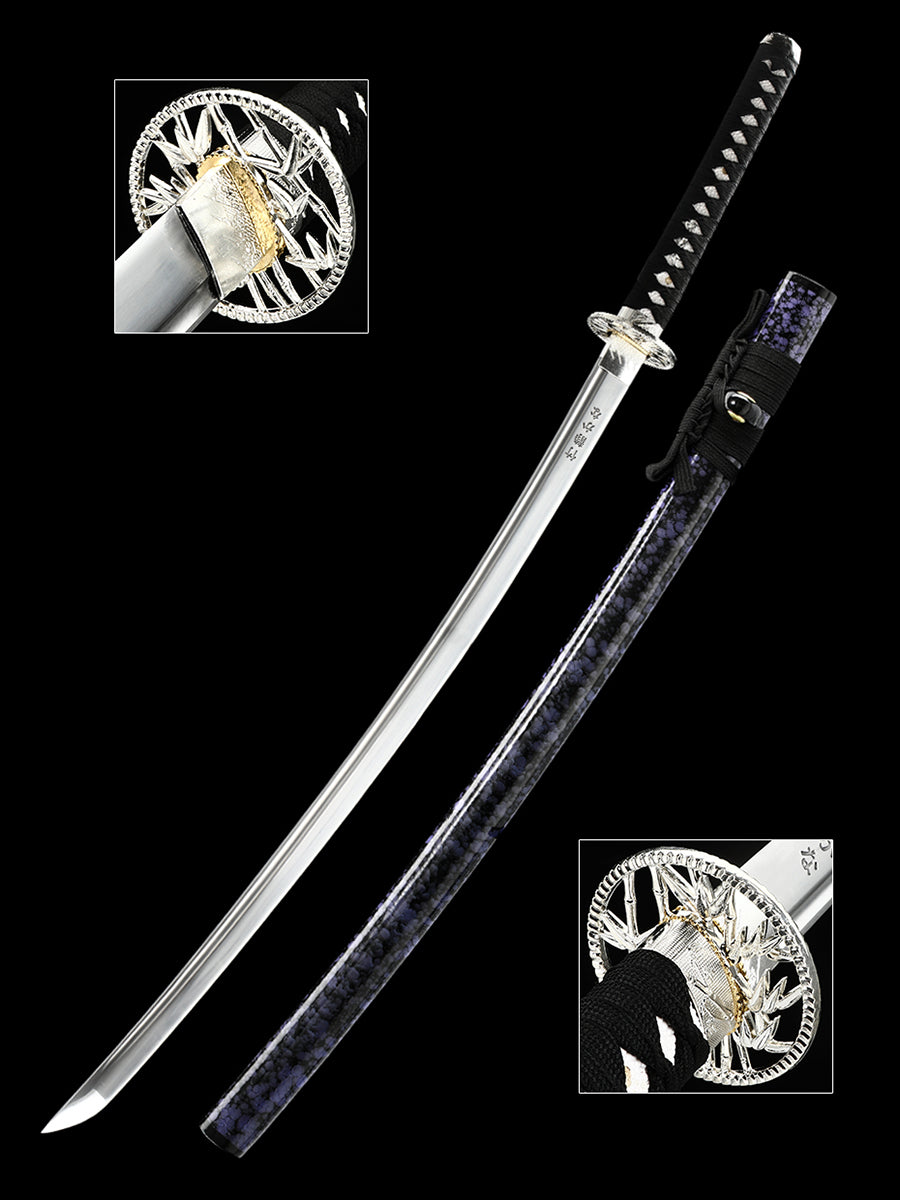(31)Collection Authentic Japanese samurai sword, Handmade  all Tang 1095 Blue sheath, men's exquisite gift series