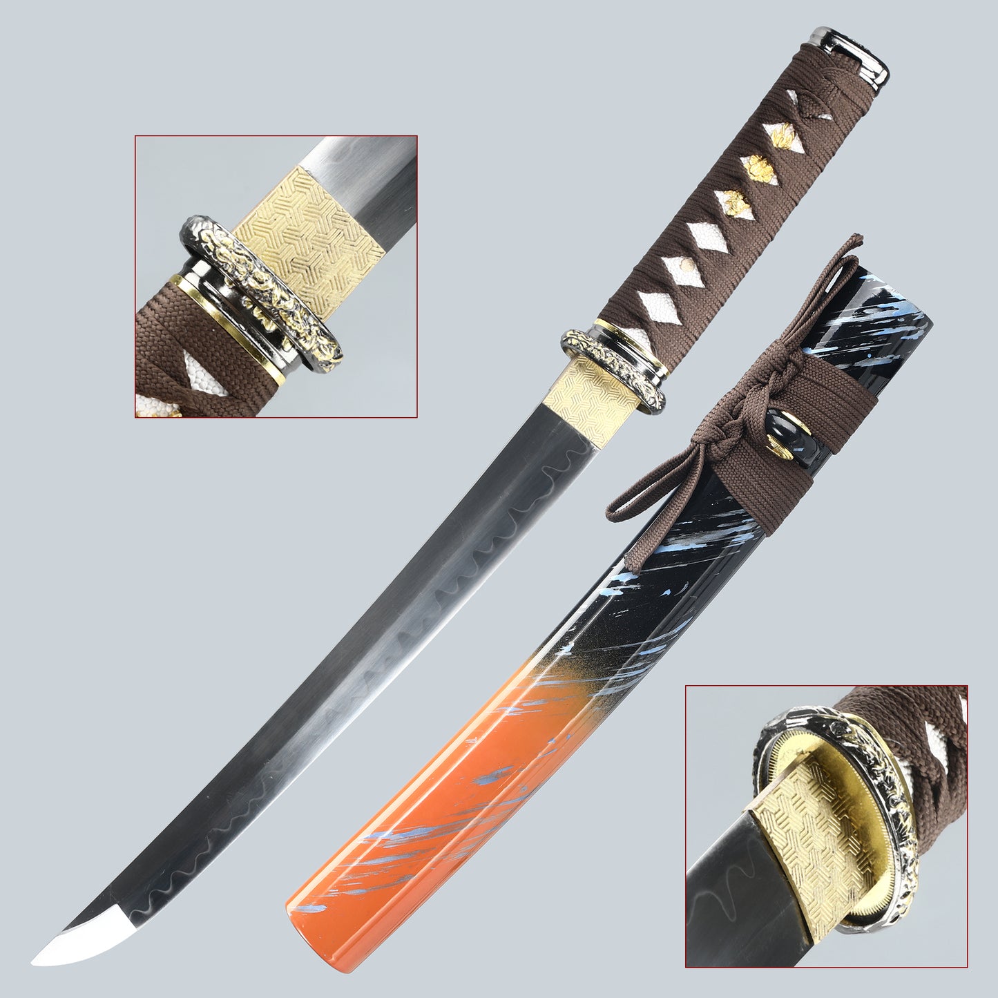 Decoration Collection Japanese Samurai Katana  Sword Oil quenching Real Sharp Blade Full Tang 20Inch