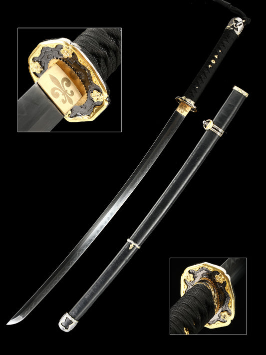 Japanese samurai sword Tai Dao T10 steel made black sheath