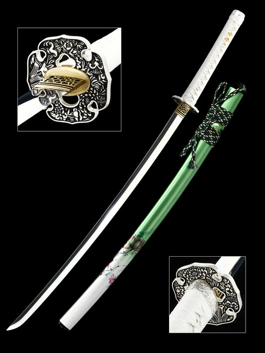 Japanese Katana  1095 steel hand polished mirror blade Hand drawn scabbard sharp combat readiness(81
