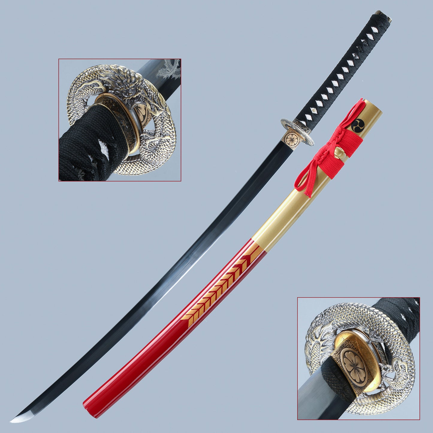 Katana Sword Real Rayskin Hardwood Saya Handmade Japanese Samurai Sword Can Chop Bamboo