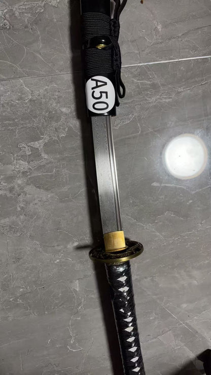 (A50)Japanese samurai sword hand forged damascus steel steel covered earth burning blade exquisite collection