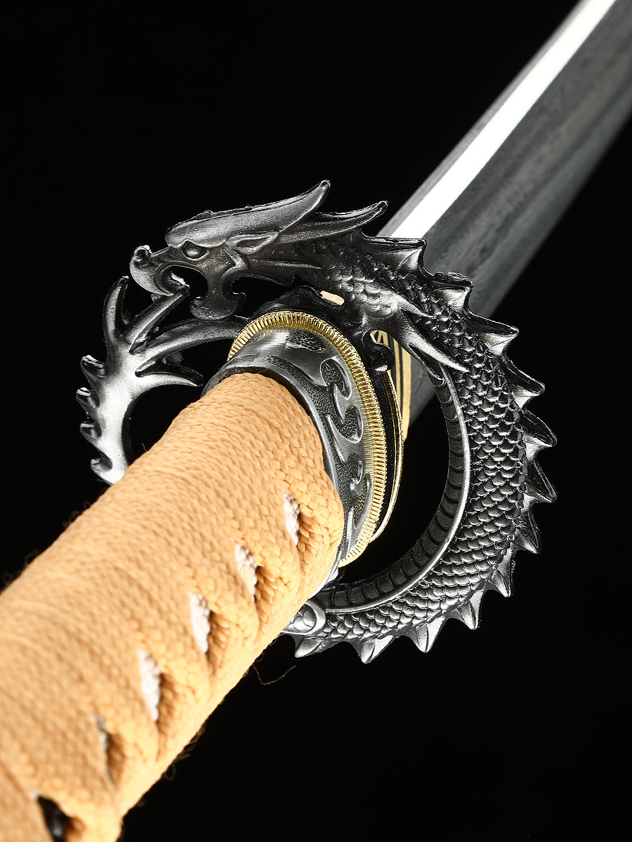 Yellow samurai sword, made of steel from Yama
