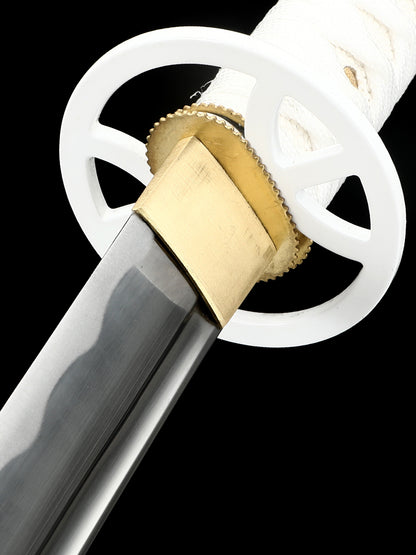 (6)Sleeve white Tang katana 1060T10 High Carbon Steel Sharp  Practical authentic Japanese katana cosplay