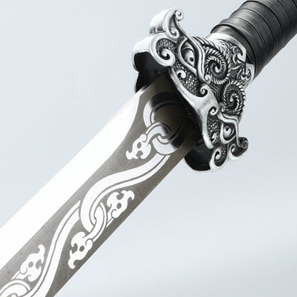 Tang Dynasty Sword Chinese Blade High Carbon Steel Black Dragon Pattern Sheath