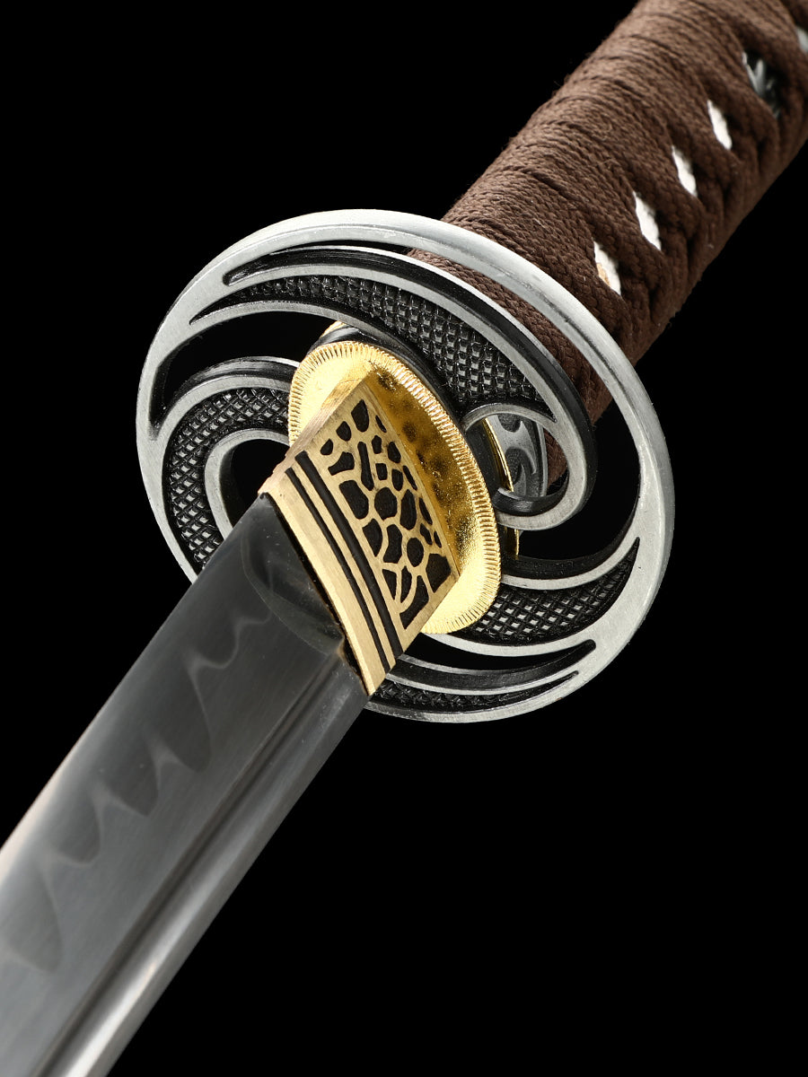 Katana Japanese samurai pattern black gold T10 steel forged
