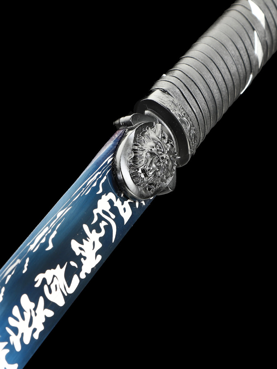 （48） Handmade 1095 steel blade with long knife, baked blue